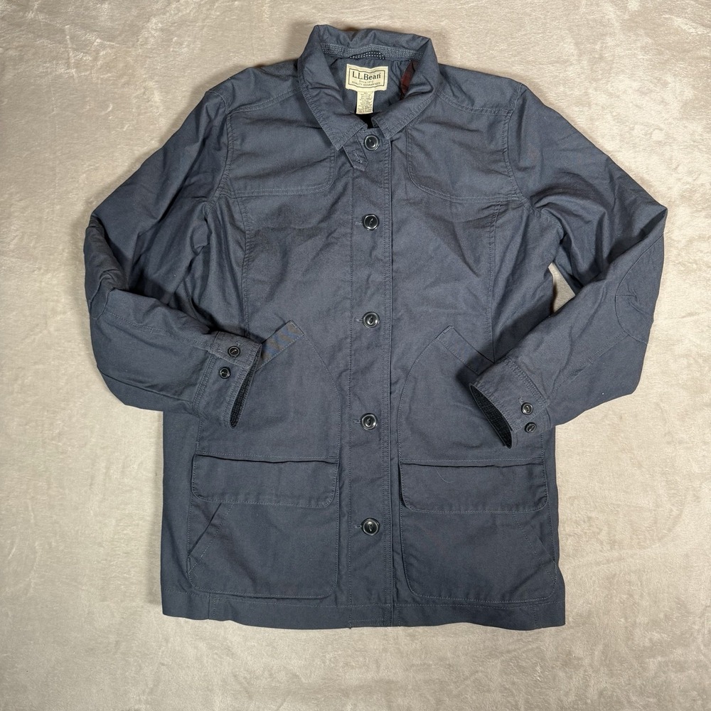 L.L.Bean Men’s XL Regular Navy Blue Field Jacket Plaid Wool Lined Utility Coat